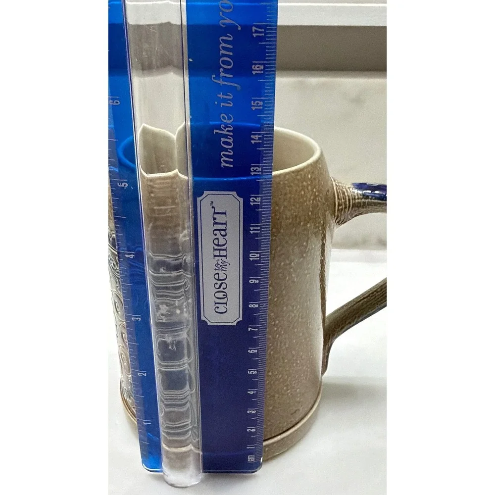 Goebel Merkelbach Saltglaze Beer Stein‎ Mug Tan Blue Size 0.5L Vintage Stoneware